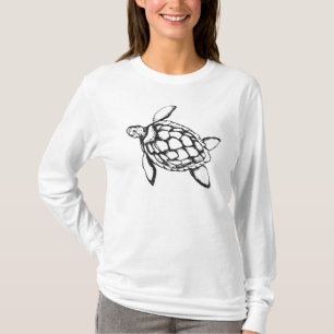 Zwart Zee Turtle op White T-shirt