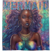 Zwart Zeemeermin douchegordijn (Voorkant)