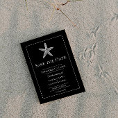 Zwart zeesterren monogram foto save the date