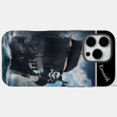 Zwart zeilt in stormachtige Zeeen Case-Mate iPhone Case (Achterkant (horizontaal))