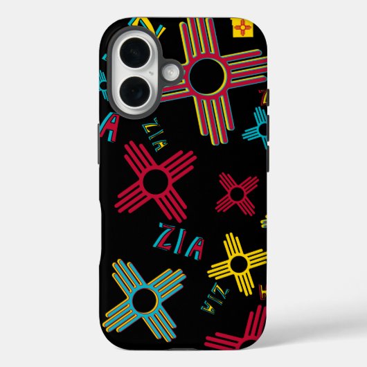 Zwart ZIA Collage iPhone 16 Beschermend hoesje NM (Achterkant)