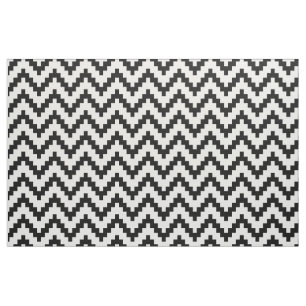 Zwart zigzag Ikat & Aangepaste Witte Achtergrond Stof