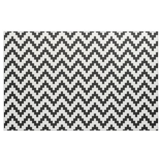 Zwart zigzag Ikat & Aangepaste Witte Achtergrond Stof (Fat Quarter)