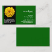 Zwart Zijband Bloem - Geel Chrysant - Groen Visitekaartje (Voorkant / Achterkant)