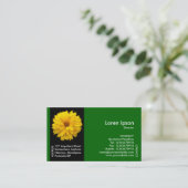 Zwart Zijband Bloem - Geel Chrysant - Groen Visitekaartje (Staand voorkant)