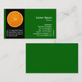 Zwart zijband fruit - clementine slice - groen visitekaartje (Voorkant / Achterkant)