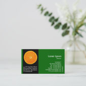 Zwart zijband fruit - clementine slice - groen visitekaartje (Staand voorkant)