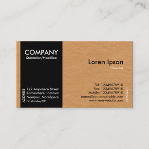 Zwart zijband - lichte bruine papiertextuur visitekaartje