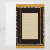 Zwart zijderoute Lijst met Faux Pearl en Gold Ro Briefpapier (Voorkant / Achterkant)