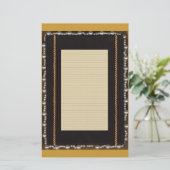 Zwart zijderoute Lijst met Faux Pearl en Gold Ro Briefpapier (Staand voorkant)