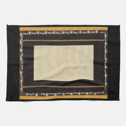 Zwart Zijdeweefsel Foto Lijst in reliëf Wi Theedoek (Horizontaal)