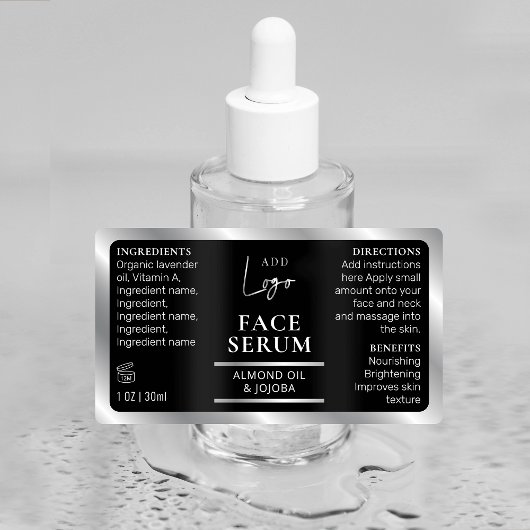 Zwart Zilver 1 OZ 30ml Cosmetische Fles Waterdicht Labels