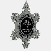 Zwart & Zilver 25e Bruiloft Jubileum Ornament 5 (Links)