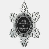 Zwart & Zilver 25e Bruiloft Jubileum Ornament 5 (Rechts)