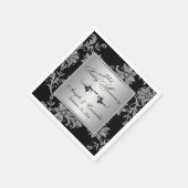 Zwart, Zilver 25e bruiloft Jubileum servetten (Hoek)