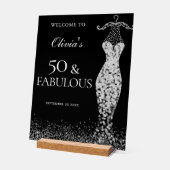 Zwart & Zilver 50 en Fabulous 50ste verjaardag Acryl Bord (Hoek)