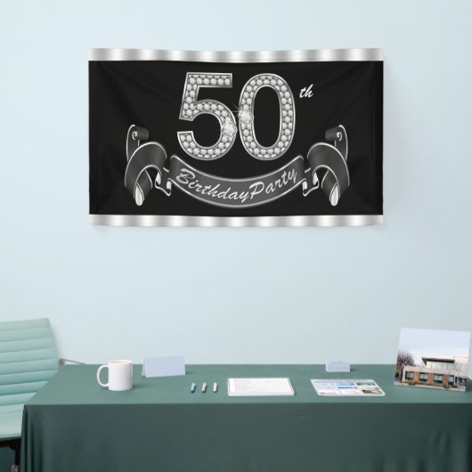 Zwart Zilver 50e Verjaardagsfeestje Spandoek (Beurs)