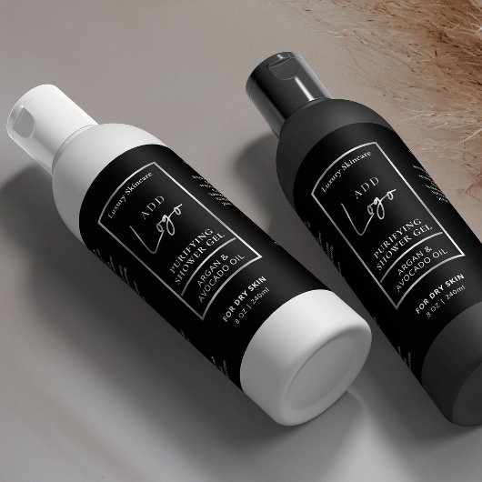 Zwart Zilver 8 OZ Cosmetische Fles Waterdicht Labe Sparkling Wijnetiket