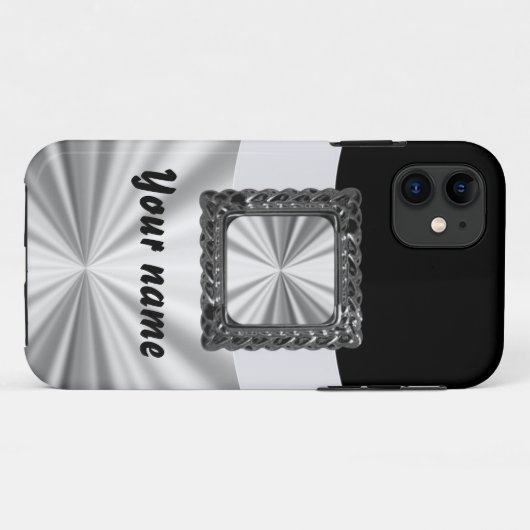 Zwart & zilver aanpasbaar Case-Mate iPhone case (Achterkant (horizontaal))