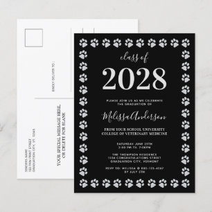 Zwart zilver Afstuderen afdrukken Uitnodiging Briefkaart