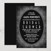 Zwart & Zilver Art Deco Bruidsdouche Uitnodigingen (Voorkant / Achterkant)