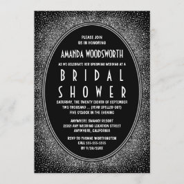 Zwart & Zilver Art Deco Bruidsdouche Uitnodigingen