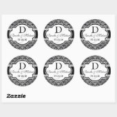 Zwart & Zilver  Art Deco Bruiloft Ronde Sticker (Vel)