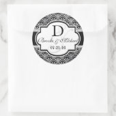 Zwart & Zilver  Art Deco Bruiloft Ronde Sticker (Tas)