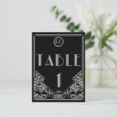 Zwart Zilver Art Deco Gatsby Stijl Tabel Nummer 1 Briefkaart (Staand voorkant)