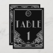 Zwart Zilver Art Deco Gatsby Stijl Tabel Nummer 1 Briefkaart (Voorkant / Achterkant)