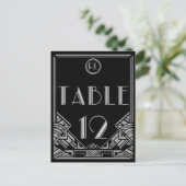 Zwart Zilver Art Deco Gatsby Stijl Tafel Nummer 12 Briefkaart (Staand voorkant)