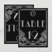 Zwart Zilver Art Deco Gatsby Stijl Tafel Nummer 12 Briefkaart (Voorkant / Achterkant)