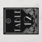 Zwart Zilver Art Deco Gatsby Stijl Tafel Nummer 12 Briefkaart (Achterkant)