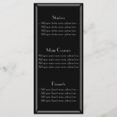 Zwart Zilver Art Deco Gatsby Style Wedding Menu (Achterkant)