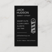 Zwart Zilver Barbershop Barber Haircut QR Code Visitekaartje (Voorkant)