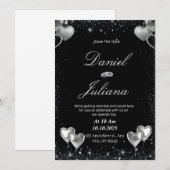 Zwart & Zilver Bewaar de datum Kaart (Voorkant / Achterkant)