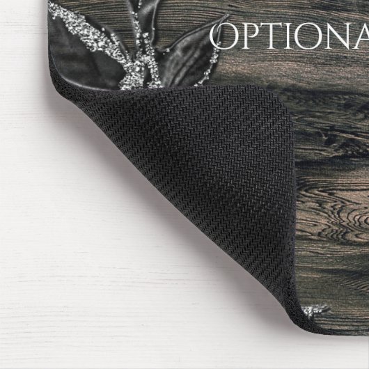 Zwart & zilver bladeren donkere elegantie glamour muismat (Hoek)