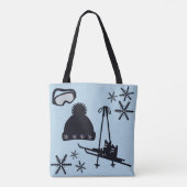 Zwart, zilver & blauw sneeuw design. tote bag (Achterkant)