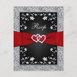 Zwart Zilver Bloemen Harten FAUX Folie RSVP