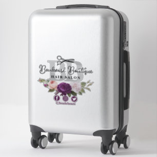 Zwart & Zilver Bloemen Roos Hair Salon Stylist Log Sticker