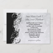 Zwart & Zilver Bloemen Wedding Design Kaart (Voorkant)