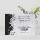Zwart & Zilver Bloemen Wedding Design Kaart (Staand voorkant)