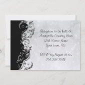 Zwart & Zilver Bloemen Wedding Design Kaart (Achterkant)