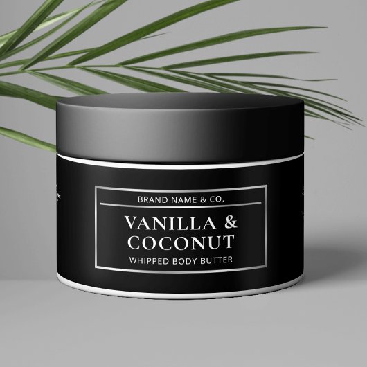 Zwart & Zilver Body Butter Jar Cosmetica Label Waterfles Etiket