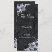 Zwart & Zilver Bruiloft Menu (Voorkant / Achterkant)