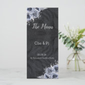 Zwart & Zilver Bruiloft Menu (Staand voorkant)