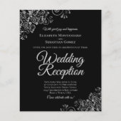 Zwart & Zilver Bruiloft Receptie BUDGET Uitnodigen (Voorkant)