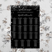 Zwart zilver bruiloft zitgrafiek 19 tafels poster