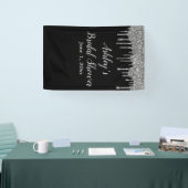 Zwart & Zilver Bruiloftsshower Achtergrond Fotohok Spandoek (Beurs)