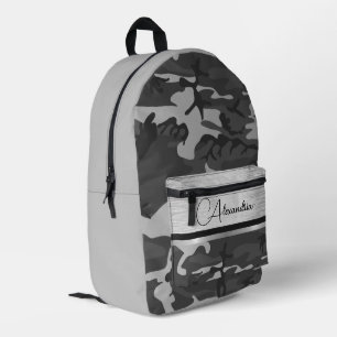 Zwart Zilver Camo Shimmery Chic Gepersonaliseerd Bedrukte Rugzak